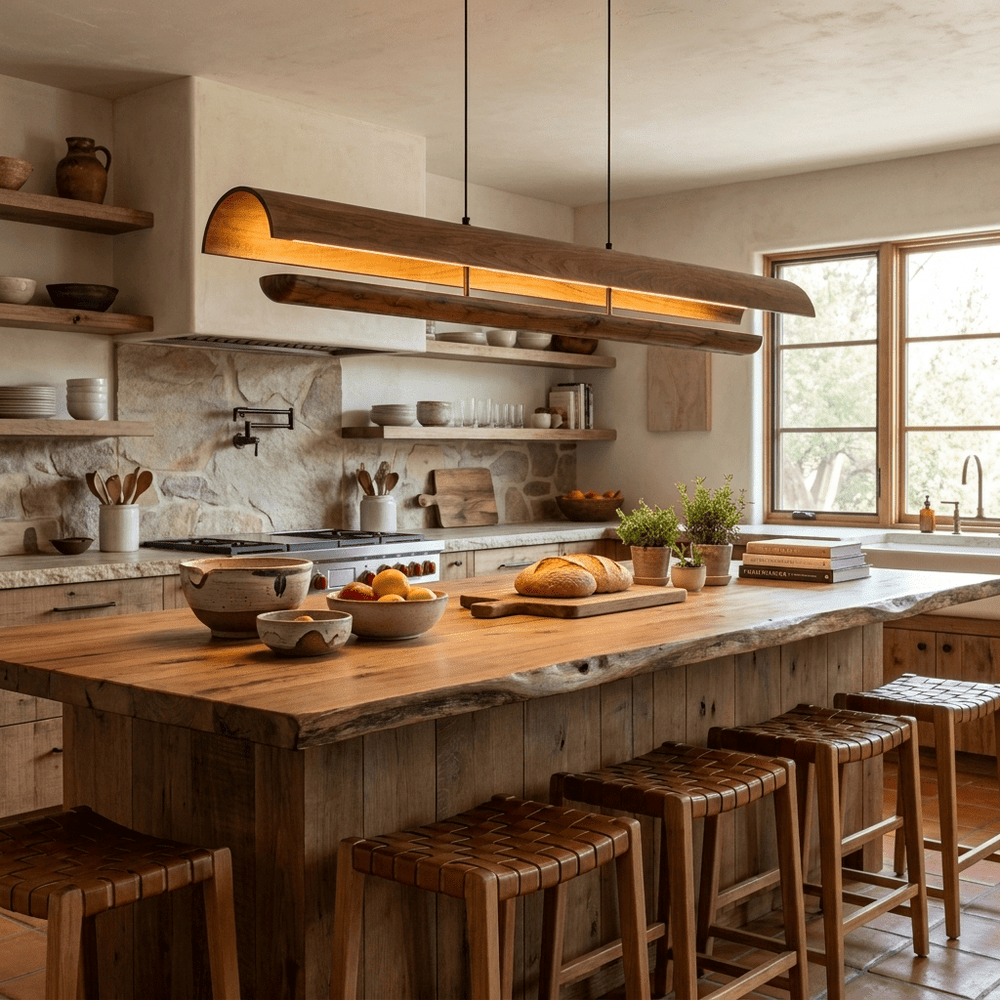 Curved Wood Linear Pendant Light - Vakkerlight