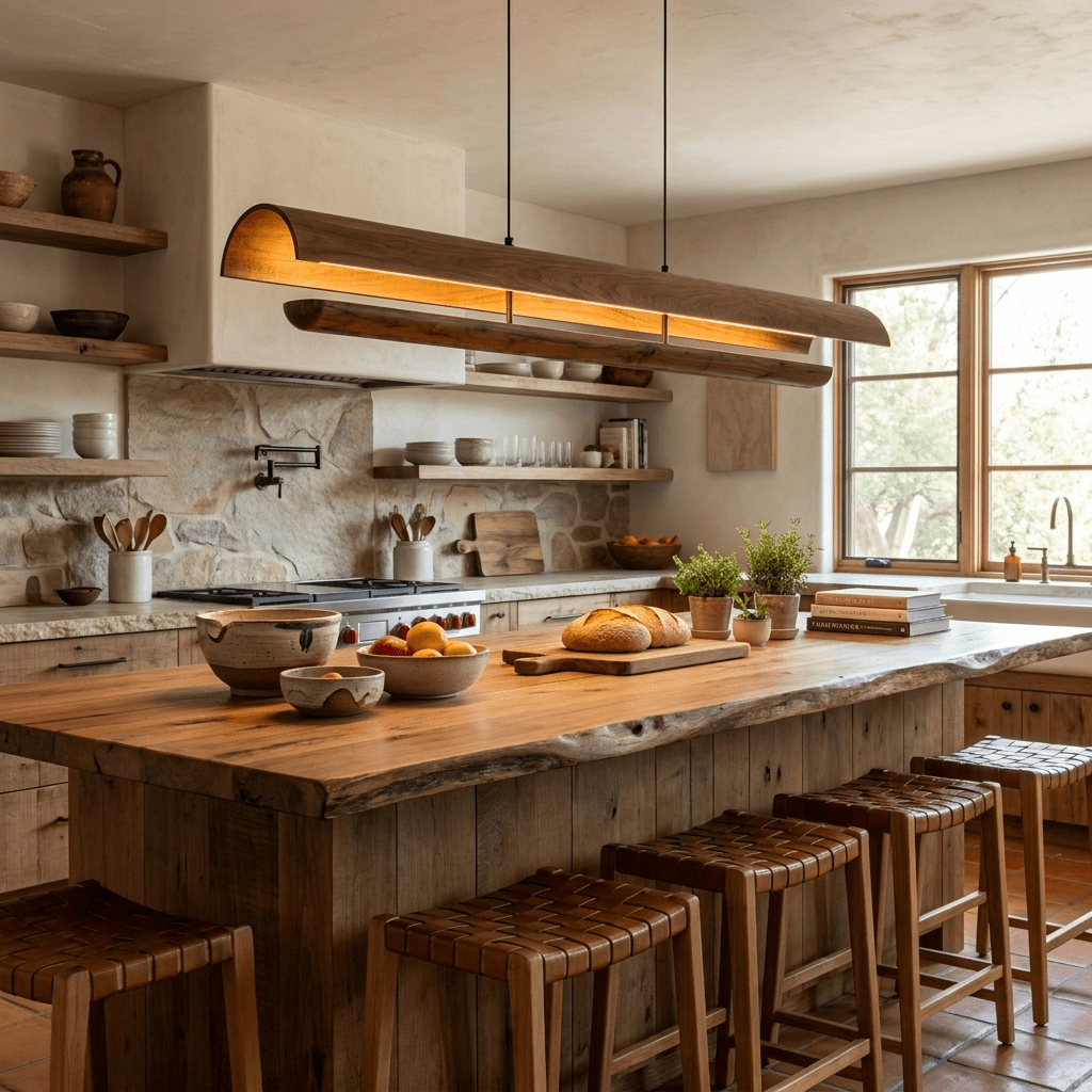 Curved Wood Linear Pendant Light - Vakkerlight