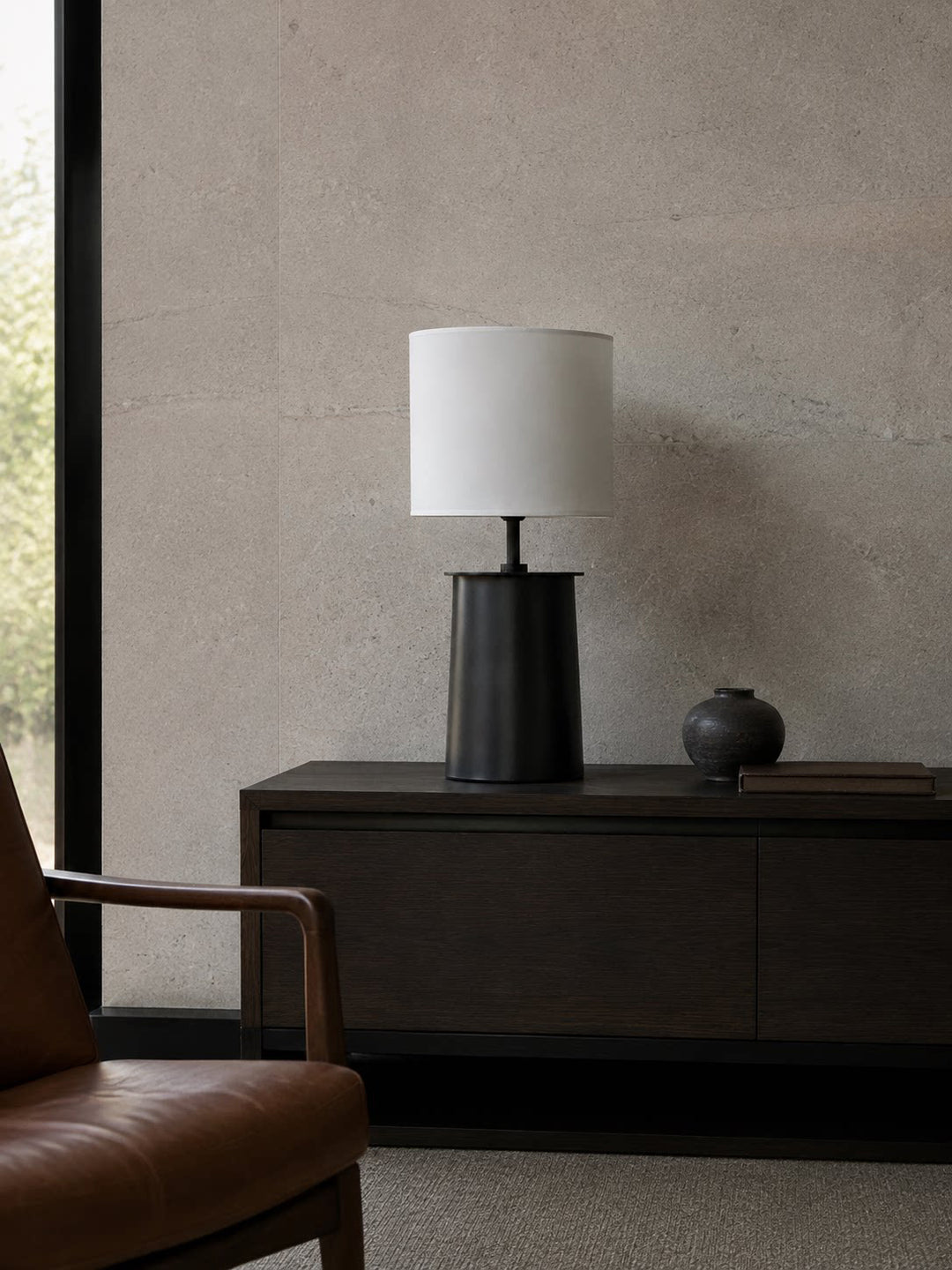 Modern Brass Cylinder Table Lamp