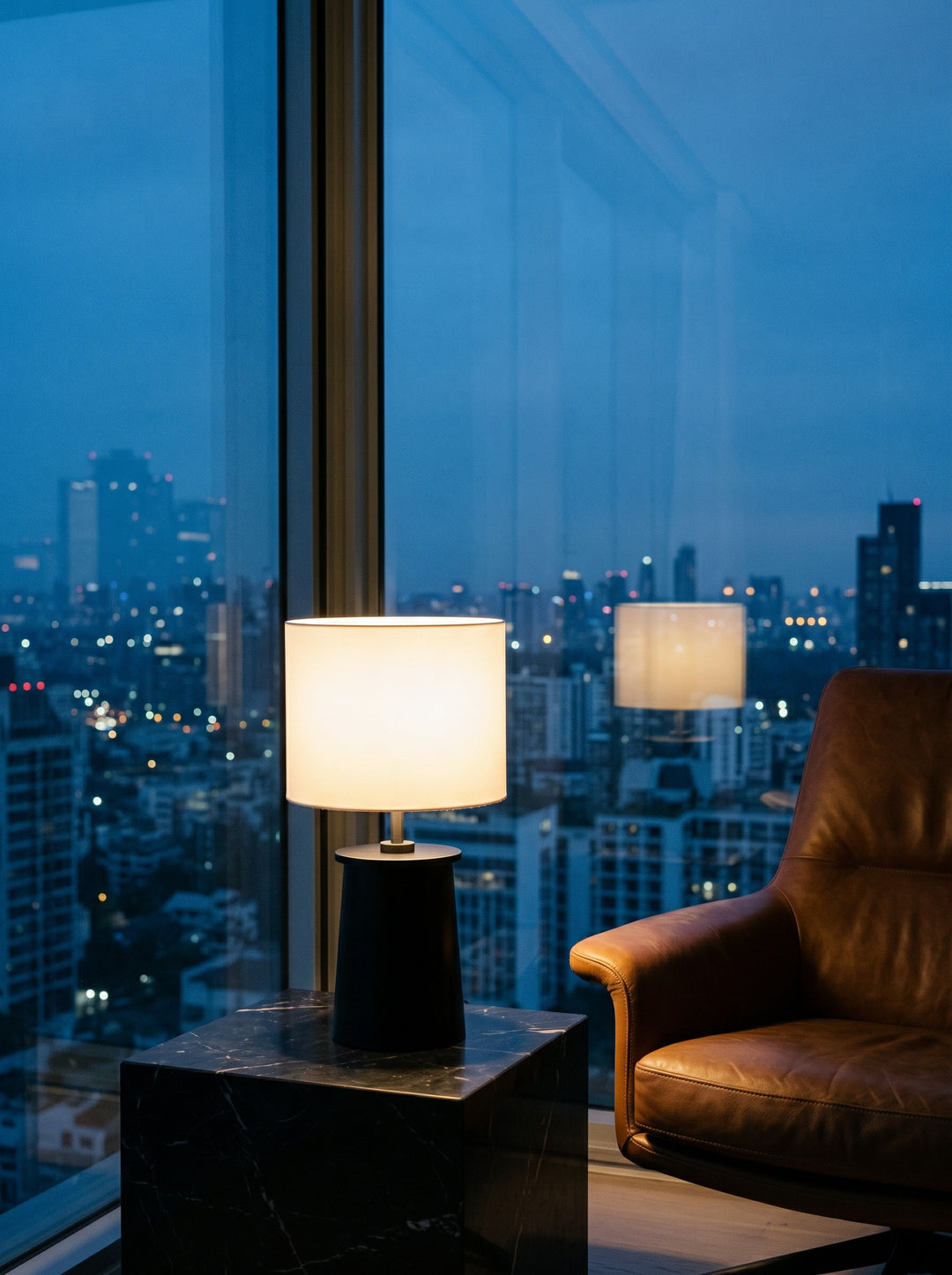 Modern Brass Cylinder Table Lamp