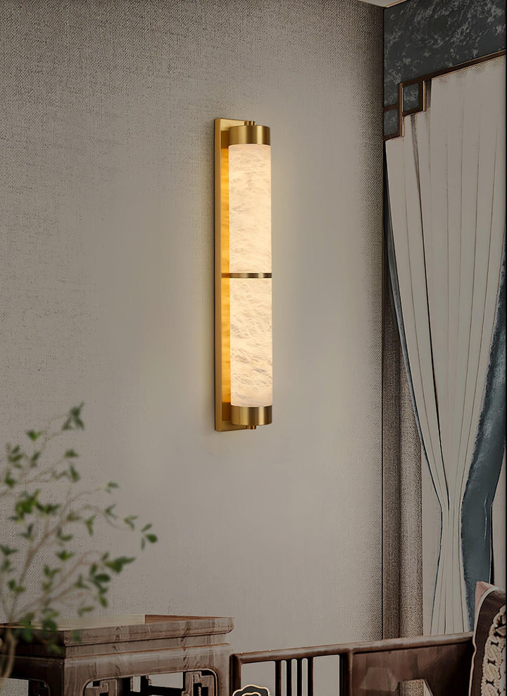 Cylindra Alabaster Brass Wall Light - Vakkerlight