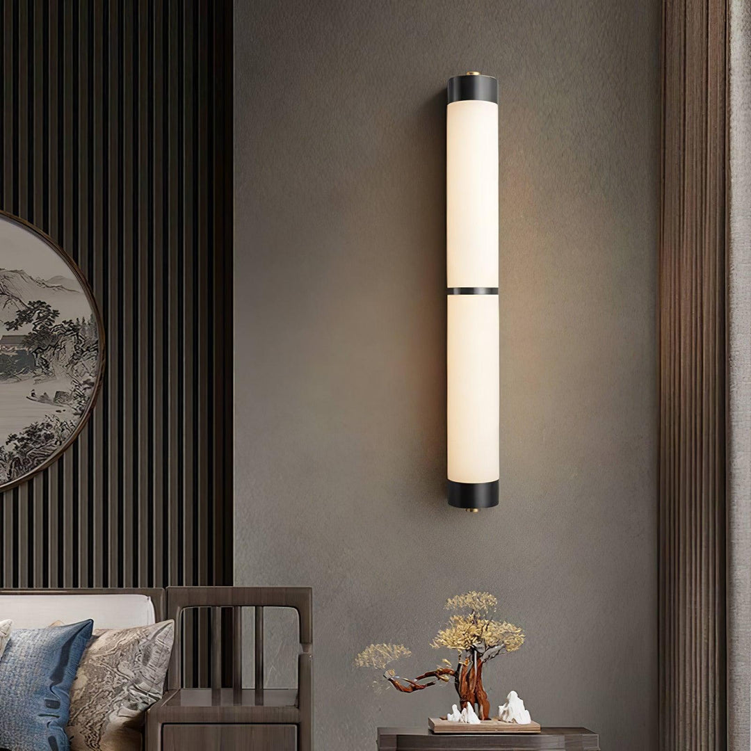 Cylindra Alabaster Brass Wall Light - Vakkerlight