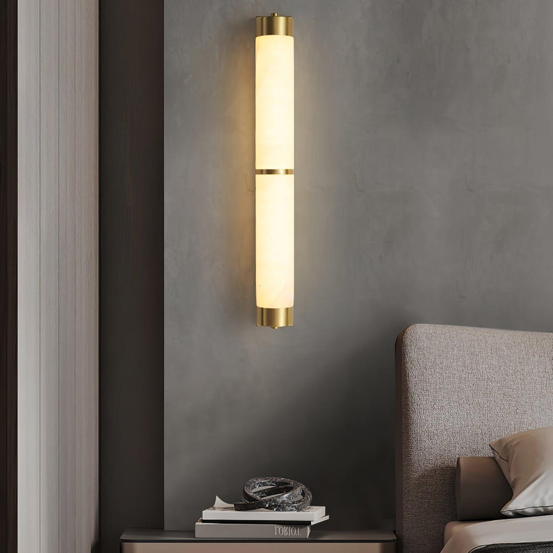 Cylindra Alabaster Brass Wall Light - Vakkerlight