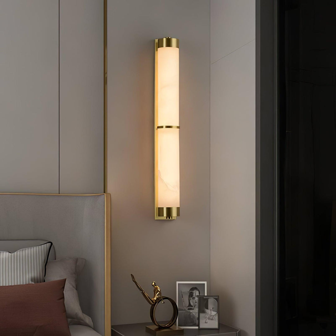 Cylindra Alabaster Brass Wall Light - Vakkerlight