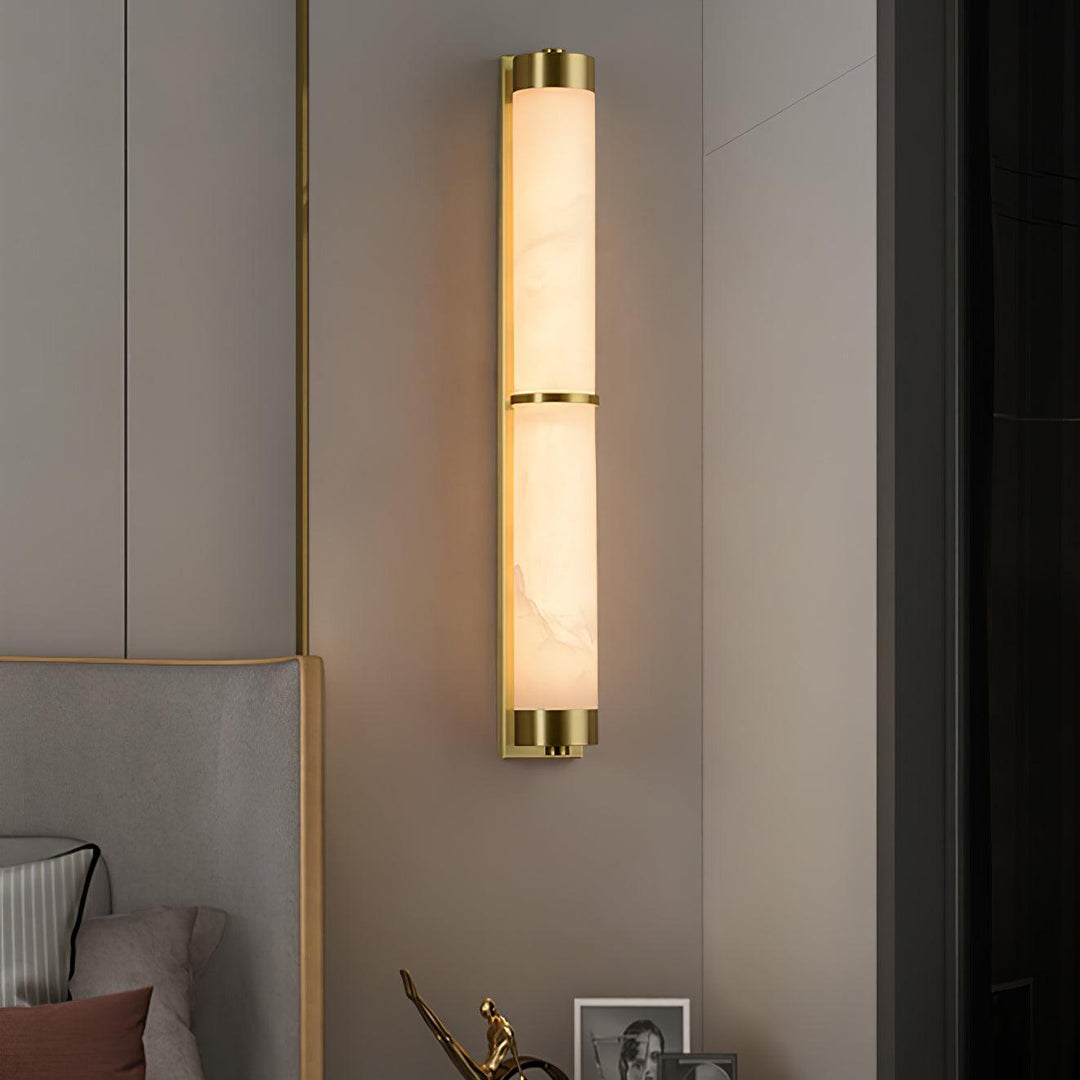 Cylindra Alabaster Brass Wall Light - Vakkerlight