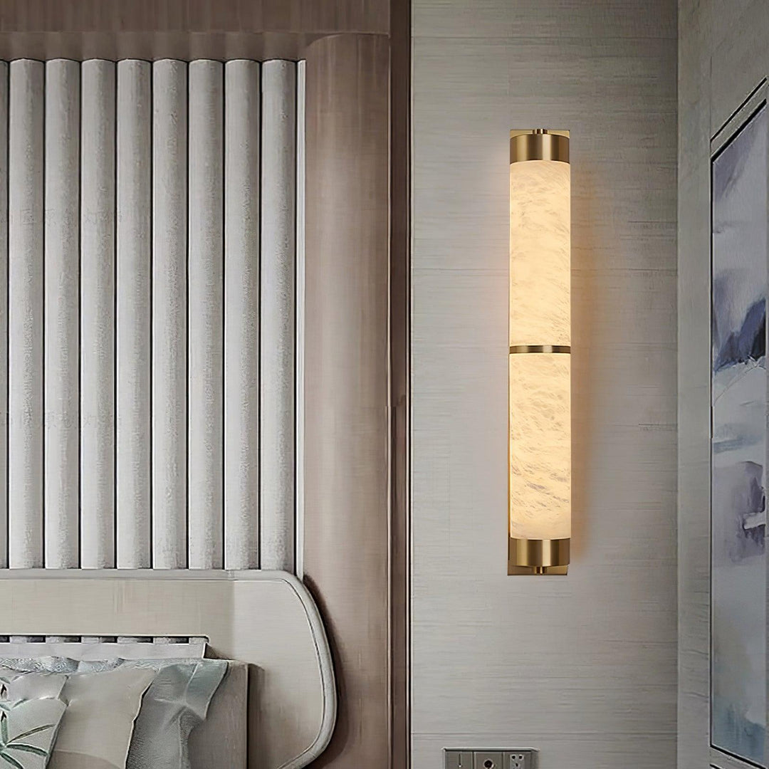 Cylindra Alabaster Brass Wall Light - Vakkerlight