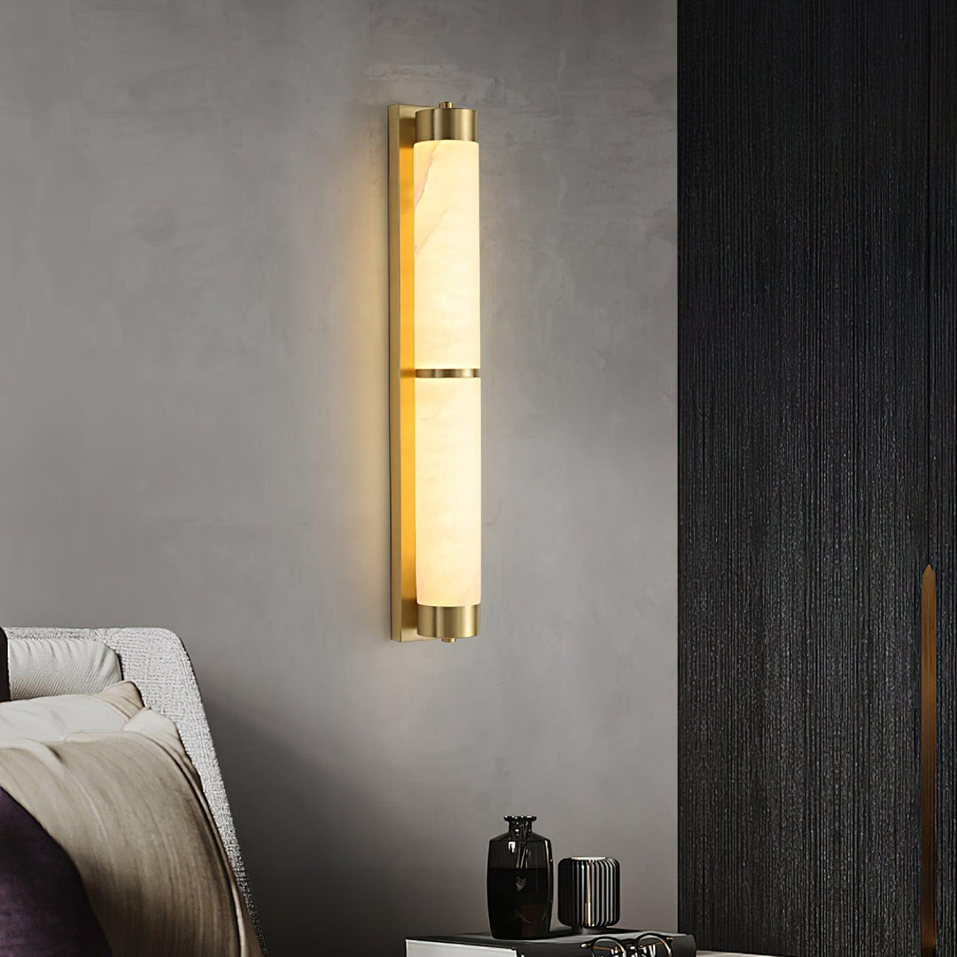 Cylindra Alabaster Brass Wall Light - Vakkerlight