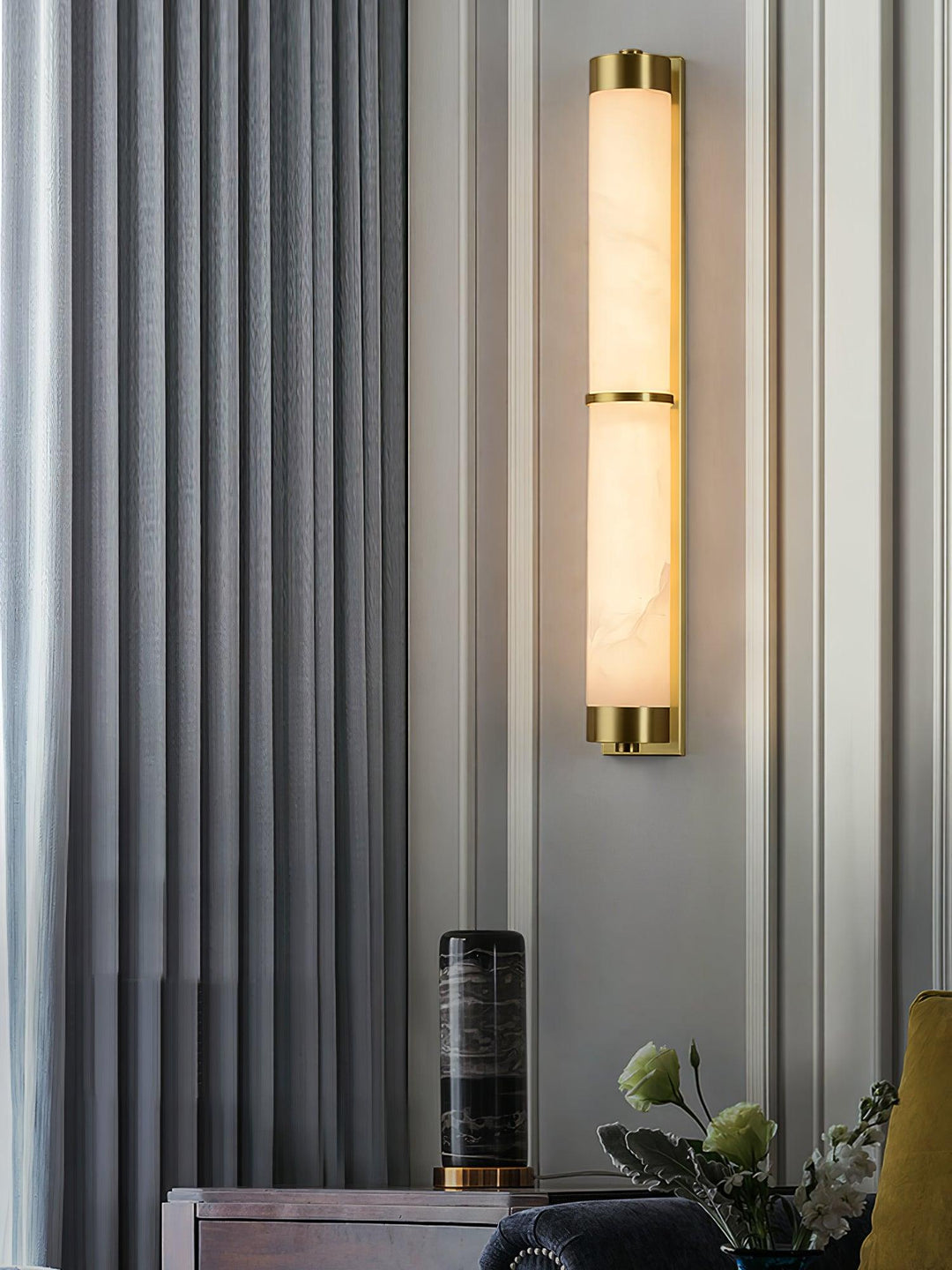 Cylindra Alabaster Brass Wall Light - Vakkerlight