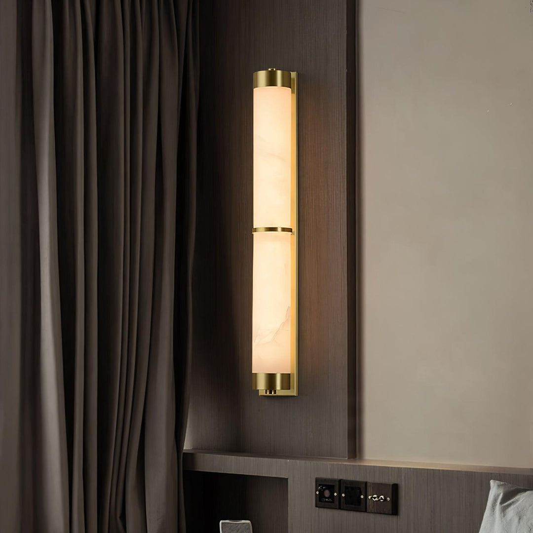 Cylindra Alabaster Brass Wall Light - Vakkerlight