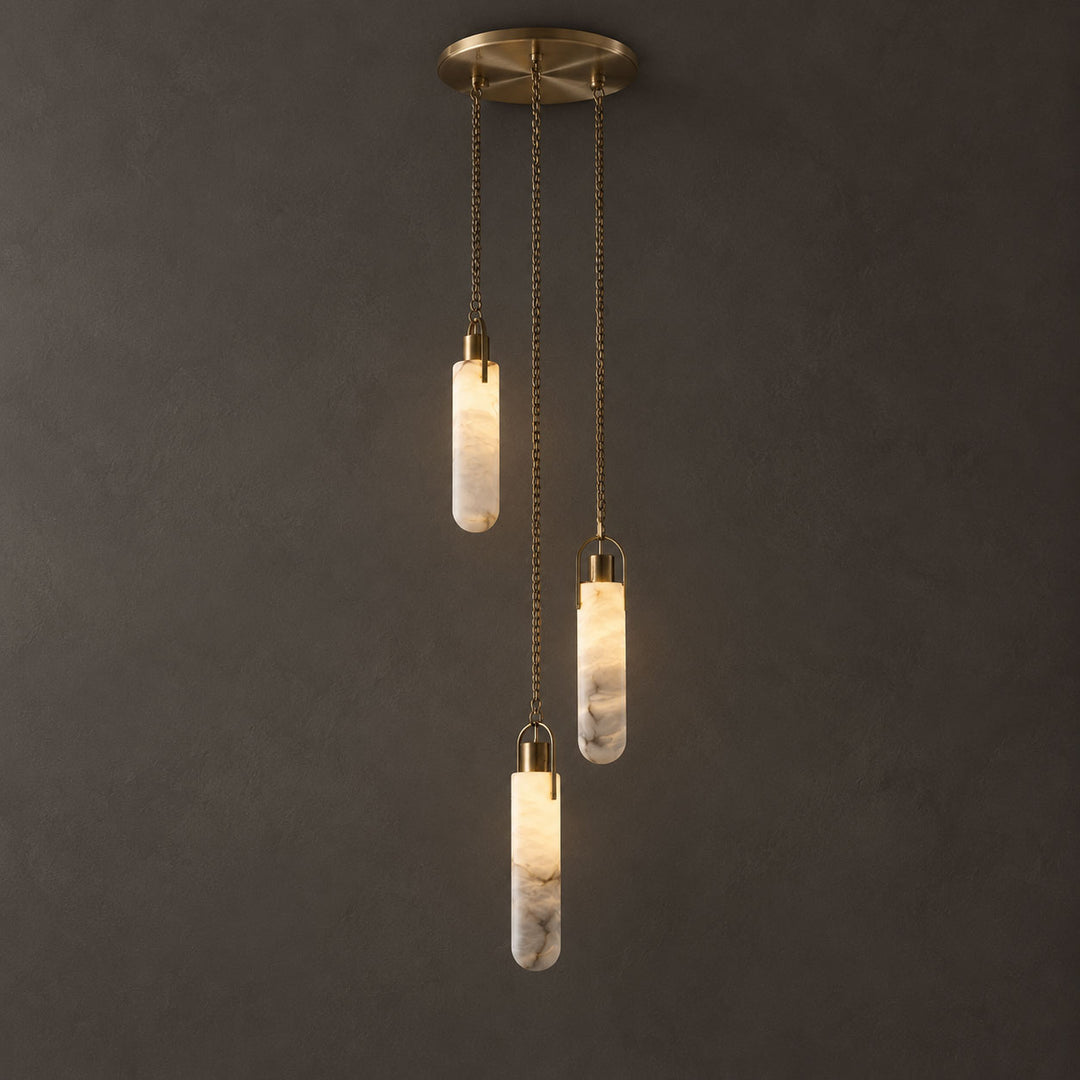 Cylindrical Cluster Alabaster Chandelier