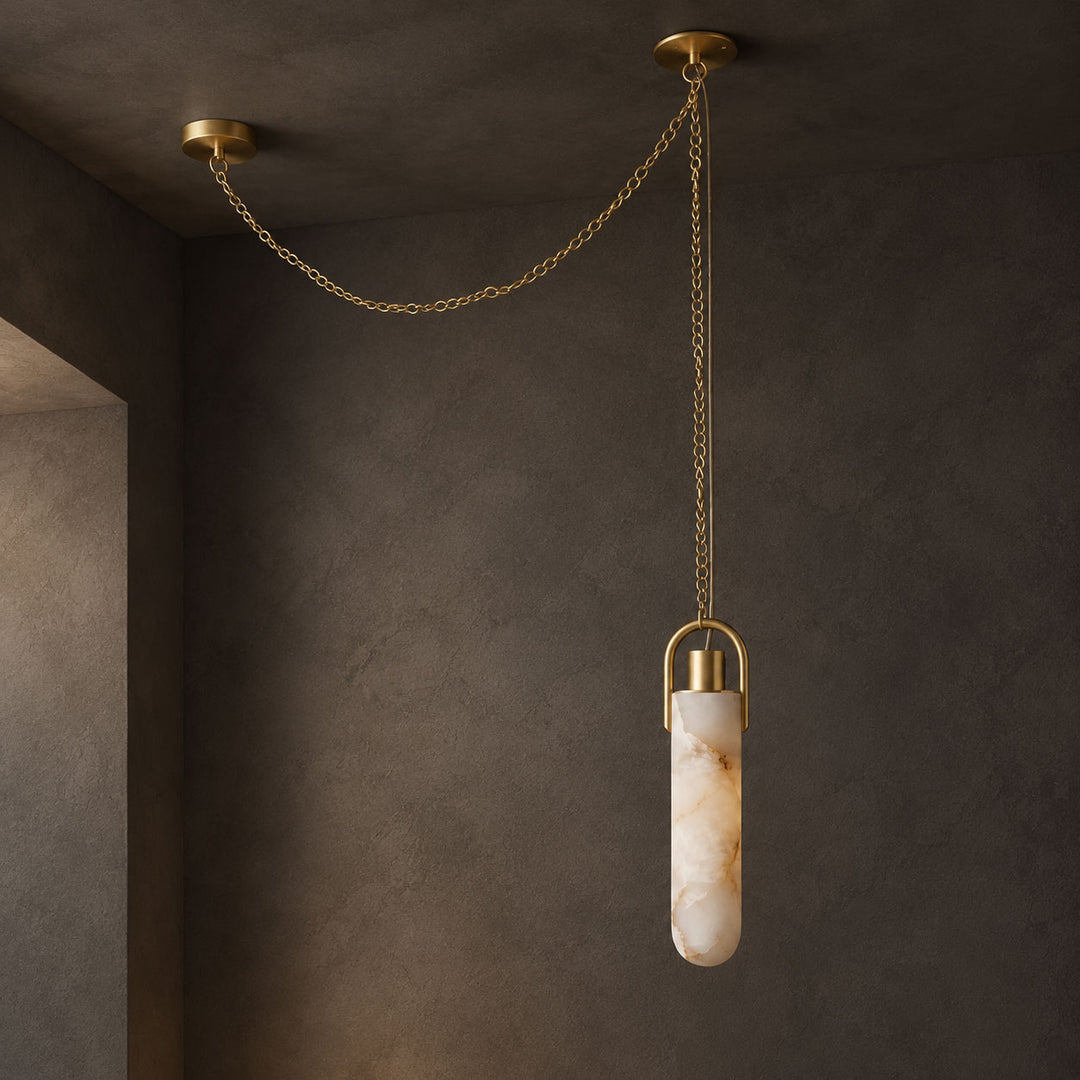 Cylindrical Cluster Alabaster Chandelier