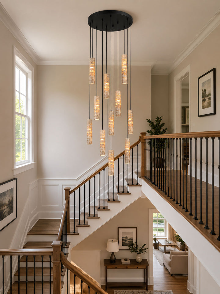 Cylindrical Travertine Pendant Light