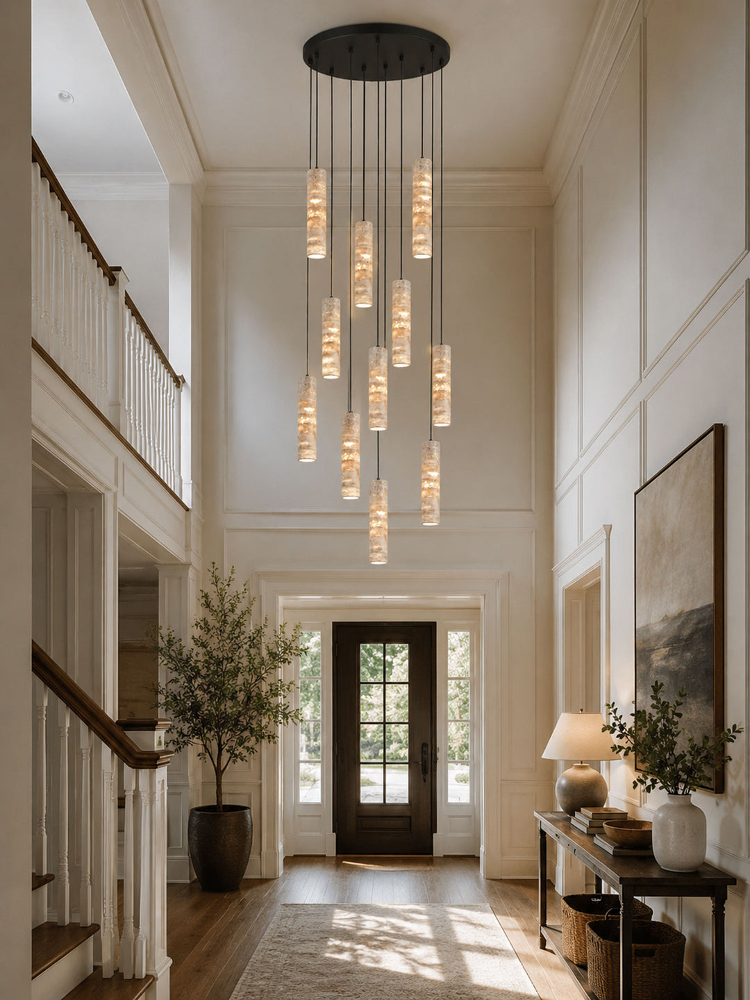 Cylindrical Travertine Pendant Light