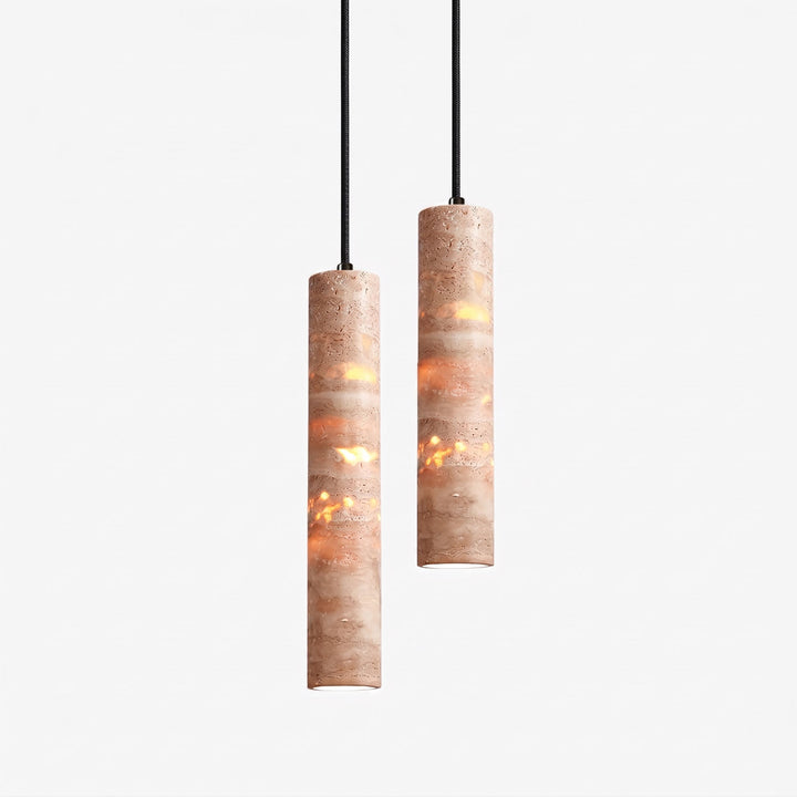 Cylindrical Travertine Pendant Light