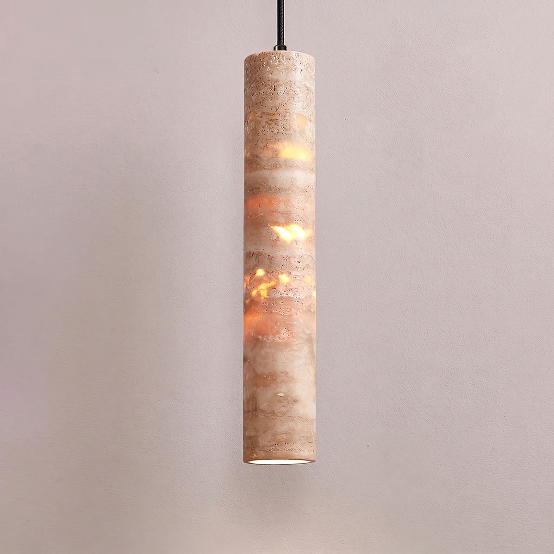 Cylindrical Travertine Pendant Light
