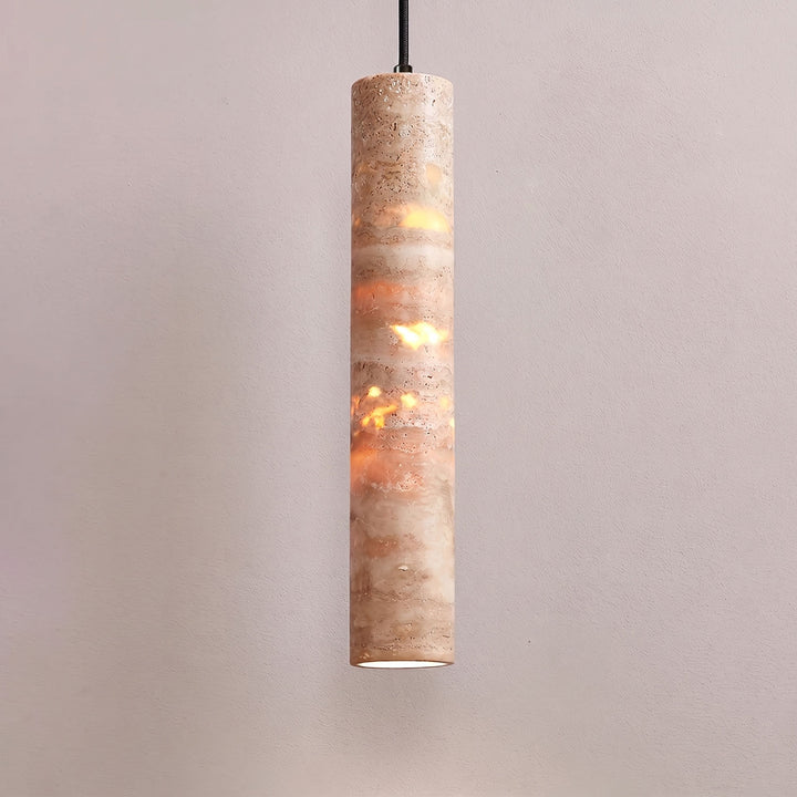 Cylindrical Travertine Pendant Light