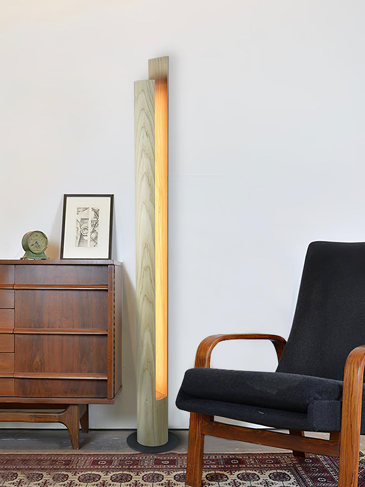 Cylindrical Timber Column Floor Lamp - Vakkerlight