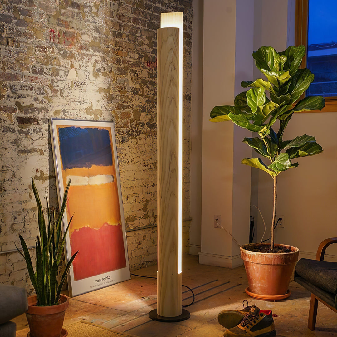 Cylindrical Timber Column Floor Lamp - Vakkerlight