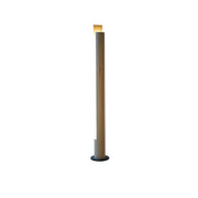 Zylindrische Stehlampe mit Holzsäule 