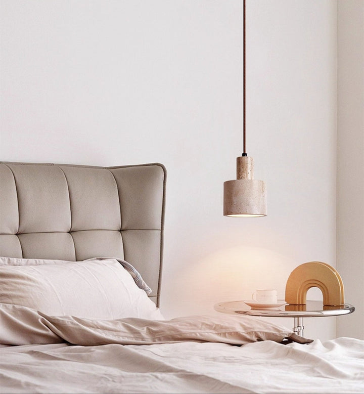 Cylindrical Travertine Pendant Lamp - Vakkerlight