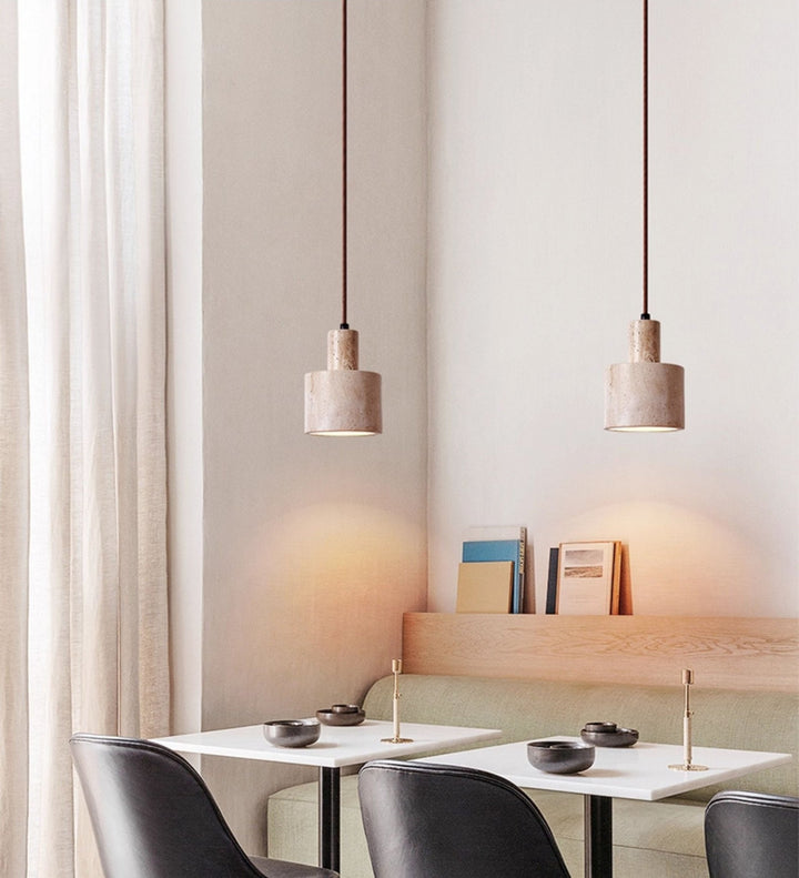 Cylindrical Travertine Pendant Lamp - Vakkerlight
