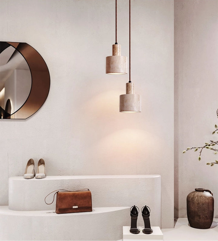 Cylindrical Travertine Pendant Lamp - Vakkerlight