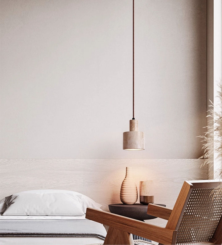 Cylindrical Travertine Pendant Lamp - Vakkerlight
