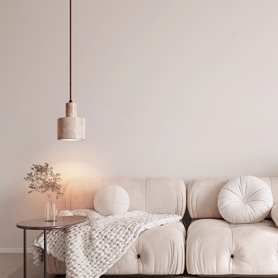 Cylindrical Travertine Pendant Lamp - Vakkerlight