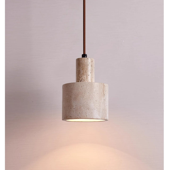 Cylindrical Travertine Pendant Lamp - Vakkerlight