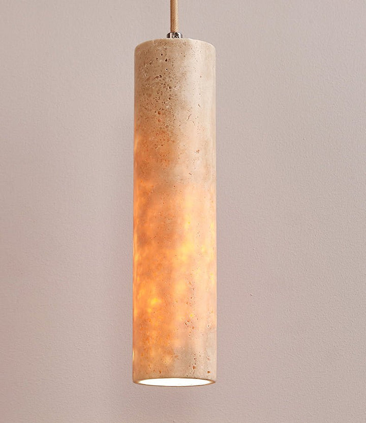 Cylindrical Travertine Pendant Light - Vakkerlight