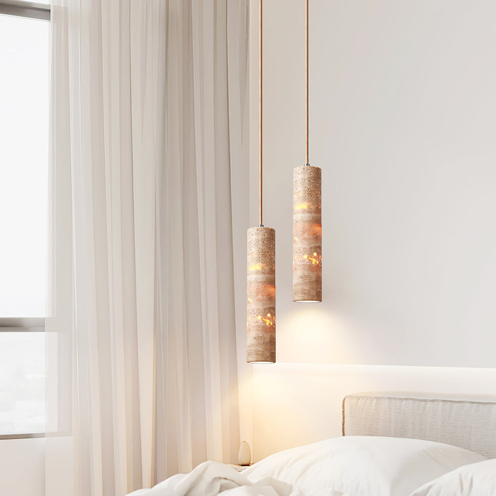 Cylindrical Travertine Pendant Light - Vakkerlight