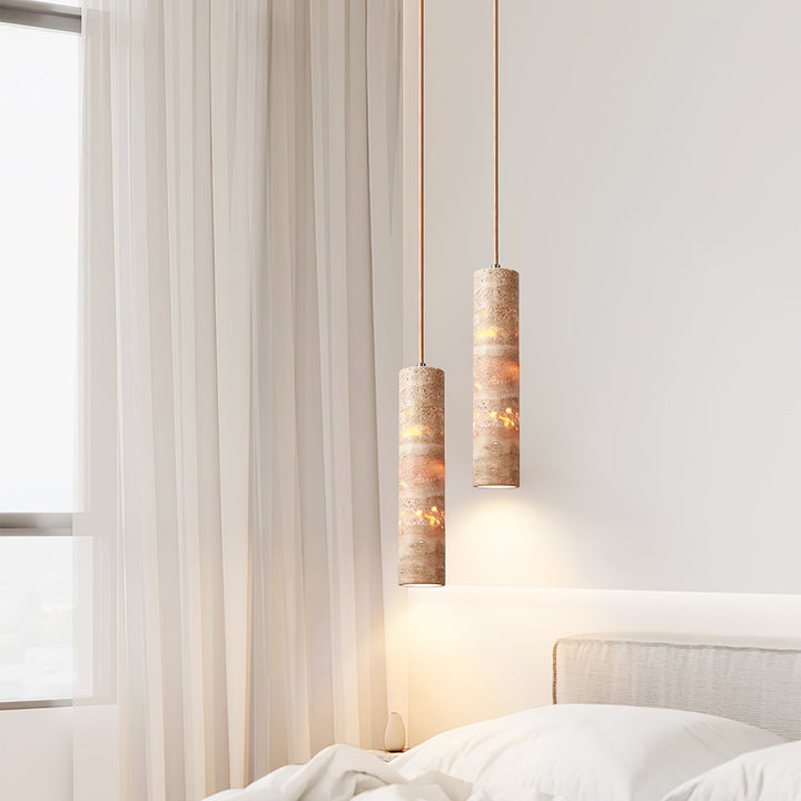 Cylindrical Travertine Pendant Light - Vakkerlight