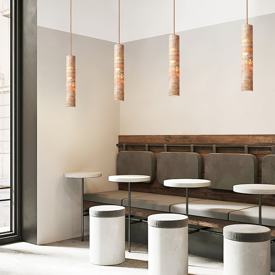 Cylindrical Travertine Pendant Light - Vakkerlight