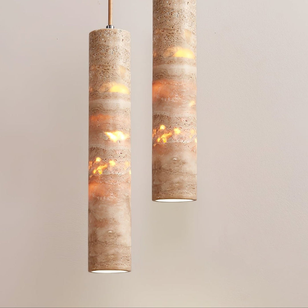 Cylindrical Travertine Pendant Light - Vakkerlight