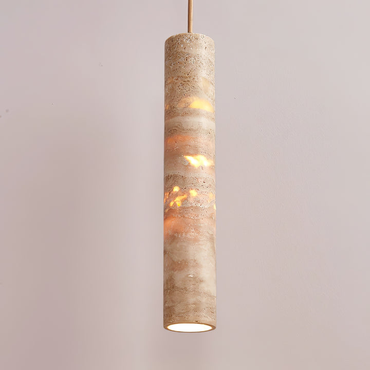 Cylindrical Travertine Pendant Light - Vakkerlight