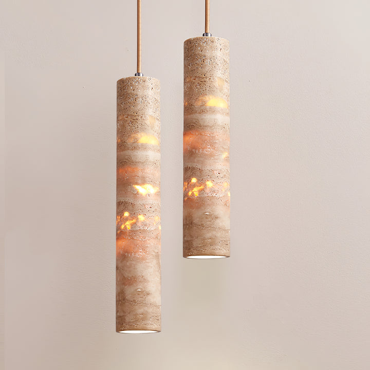 Cylindrical Travertine Pendant Light - Vakkerlight