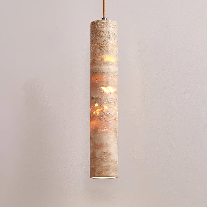 Cylindrical Travertine Pendant Light - Vakkerlight