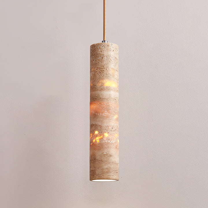 Cylindrical Travertine Pendant Light - Vakkerlight