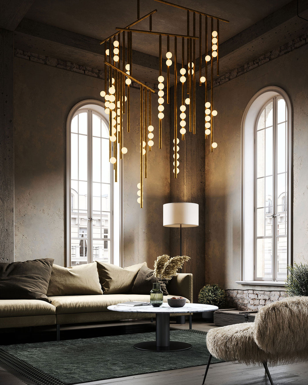 Brass Glass Drop Chandelier - Vakkerlight