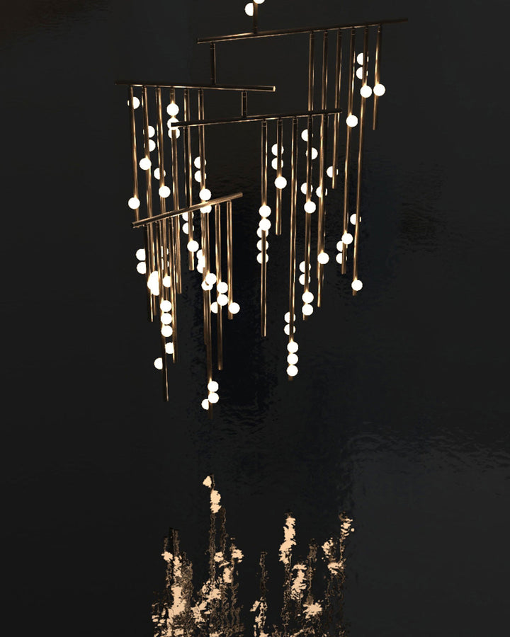 Brass Glass Drop Chandelier - Vakkerlight