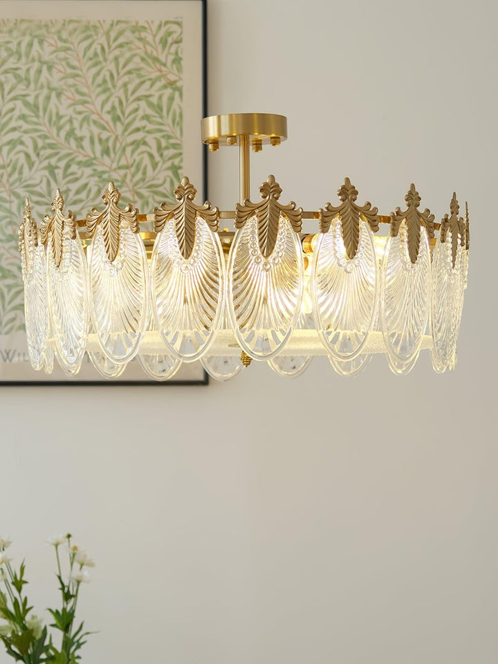 Decorative Pattern Glass Round Chandelier - Vakkerlight