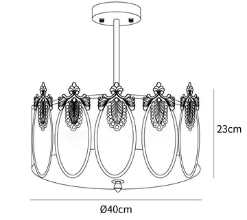 Dekorativer Kronleuchter mit Musterglas (rund) — Dimension drawings 1