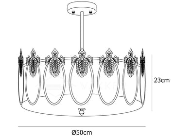 Dekorativer Kronleuchter mit Musterglas (rund) — Dimension drawings 2