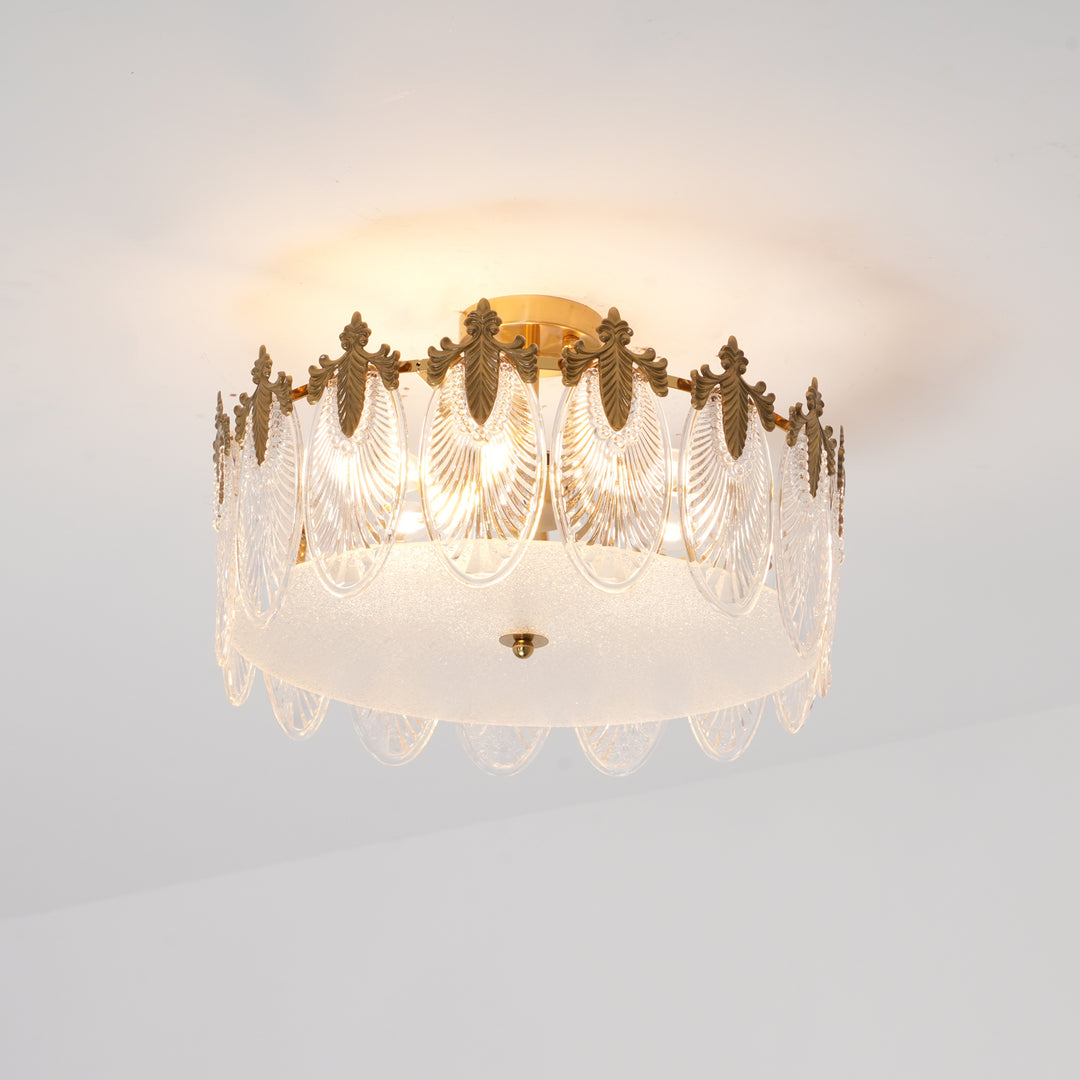 Decorative Pattern Glass Round Chandelier