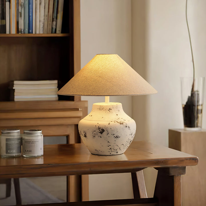 Distressed White Ceramic Table Lamp - Vakkerlight