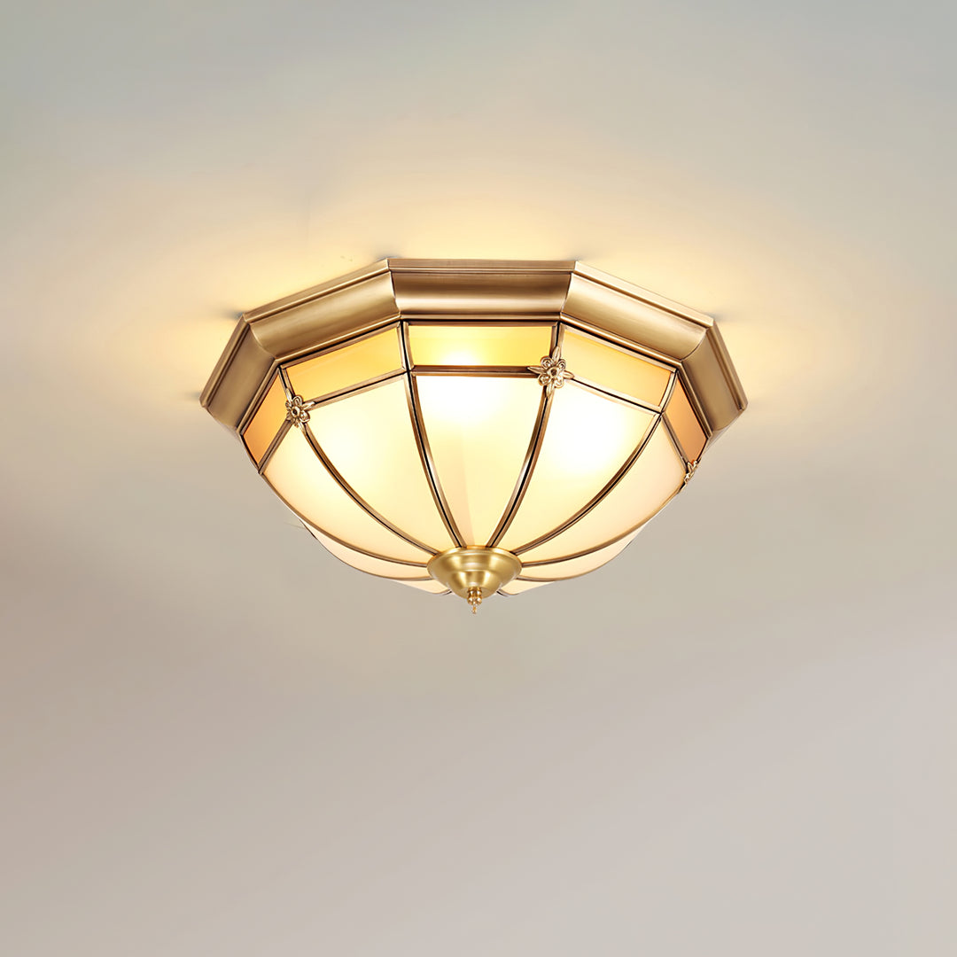 Dome Brass Flush Ceiling Lamp