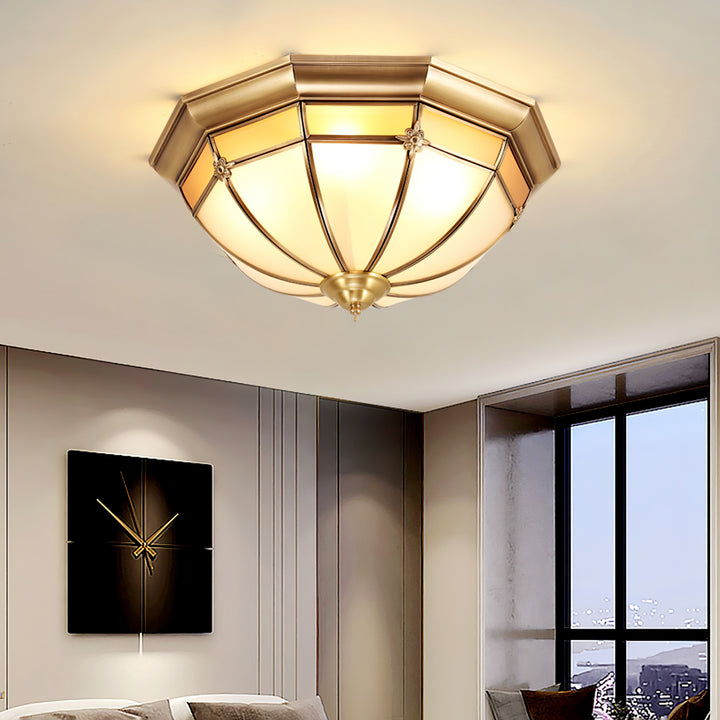 Dome Brass Flush Ceiling Lamp