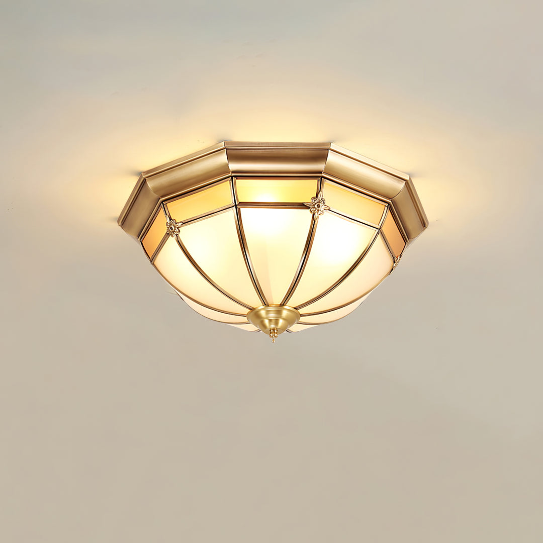 Dome Brass Flush Ceiling Lamp