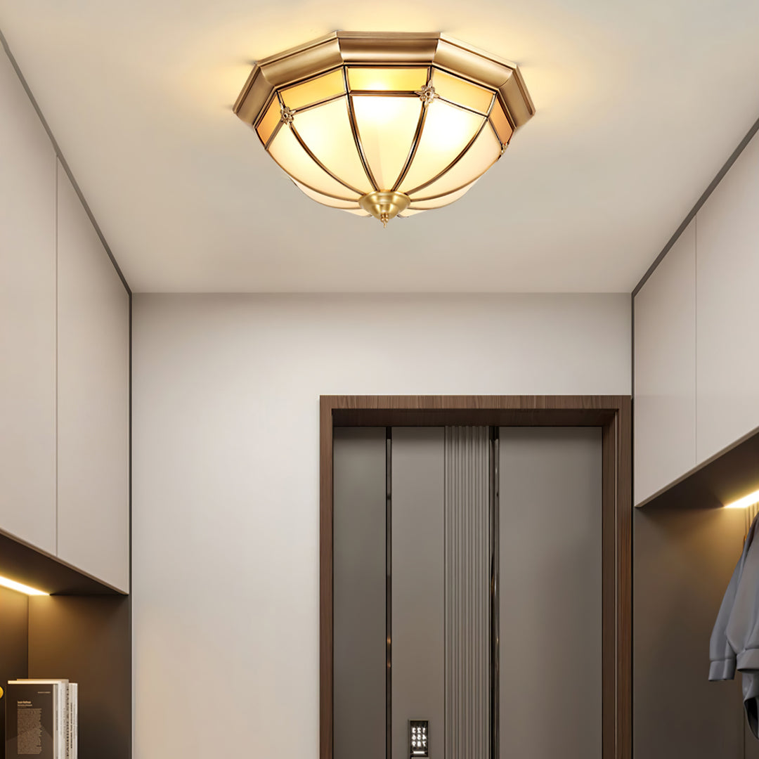 Dome Brass Flush Ceiling Lamp