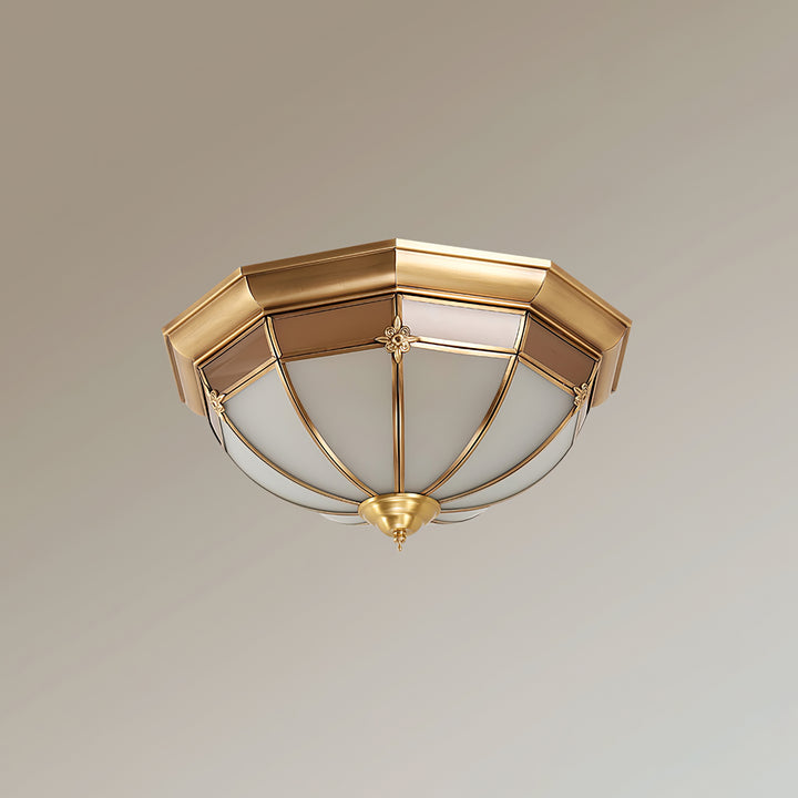 Dome Brass Flush Ceiling Lamp